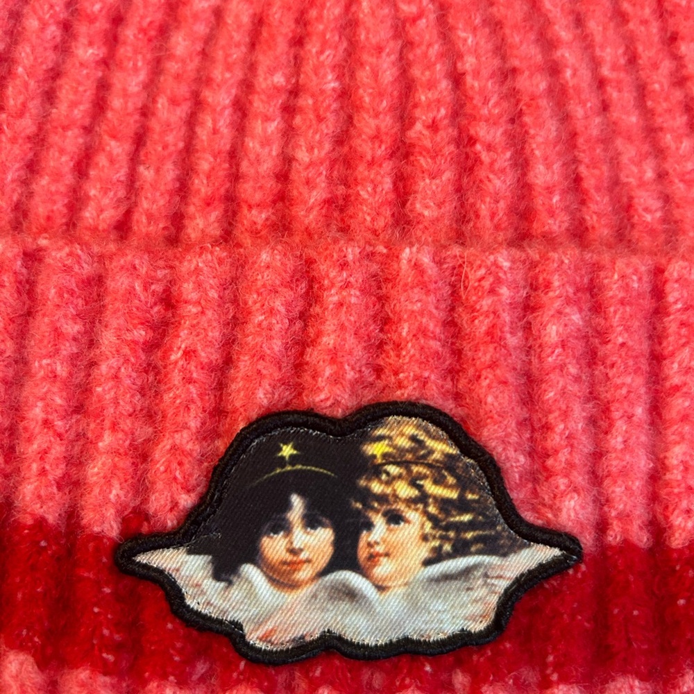 Fiorucci Beanie Pink & Red Angels Graphic Logo NWOT OS Beanie - Picture 6 of 6